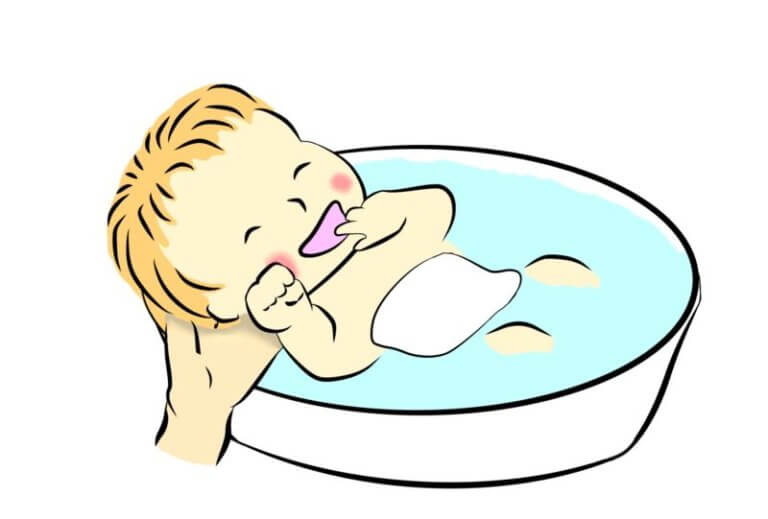 赤ちゃんの沐浴のイラスト